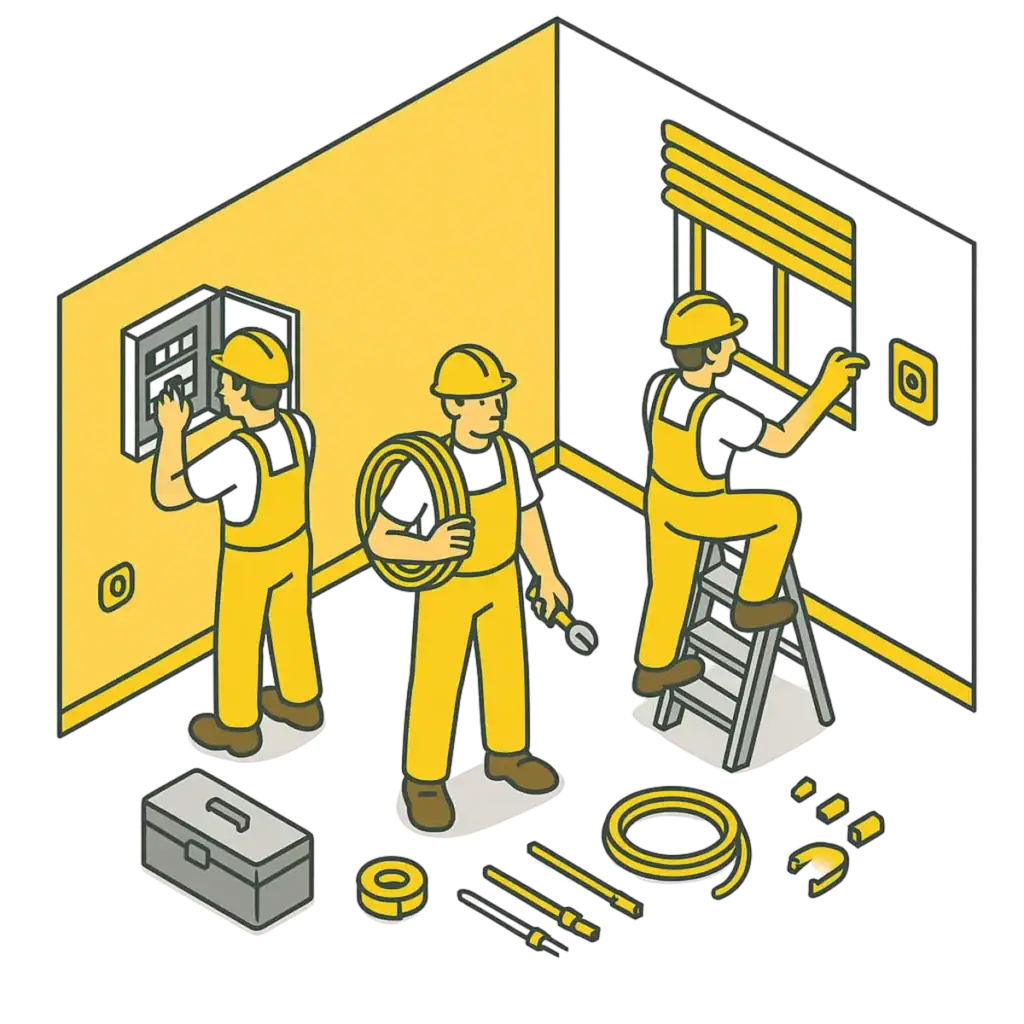 Padi Electric electricians working on an electrical installation in Aurora, Ontario