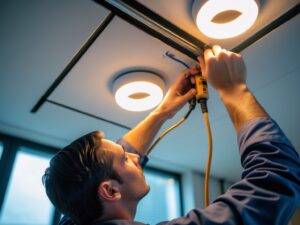 Licensed electrician installing pot lights – best electrician for pot light installation in Toronto