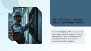 Commercial Electrical Work explaining why commercial electrical rates vary based on expertise, urgency, and job complexity factors