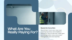 Commercial Electrical Work explaining what you are really paying for beyond hourly rates including licensing insurance and tools