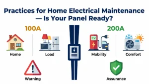 Practices for Home Electrical Maintenance — technician installing whole-home surge protection device