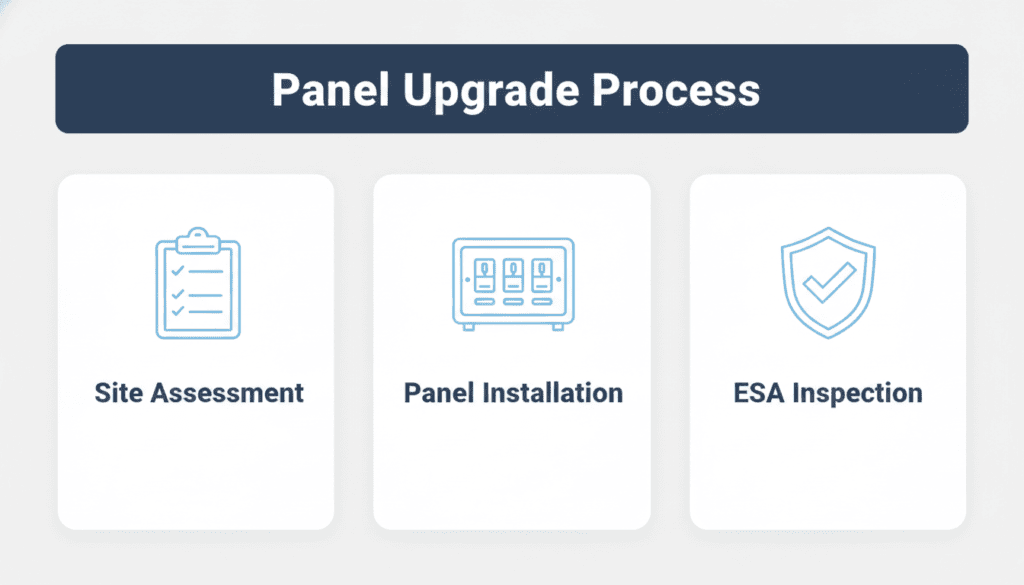 Electrical panel upgrade Toronto process: site assessment, panel installation and ESA inspection
