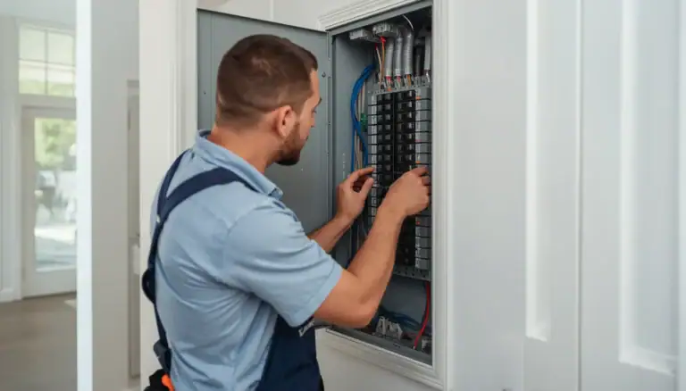 Licensed technician performing Emergency Electrical Repair Service on residential panel in Mississauga