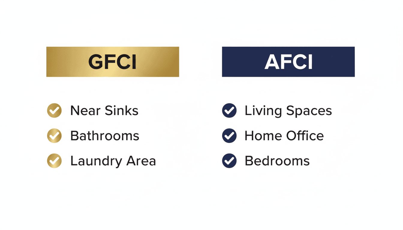 GFCI vs AFCI protection requirements for finished basements in Ontario